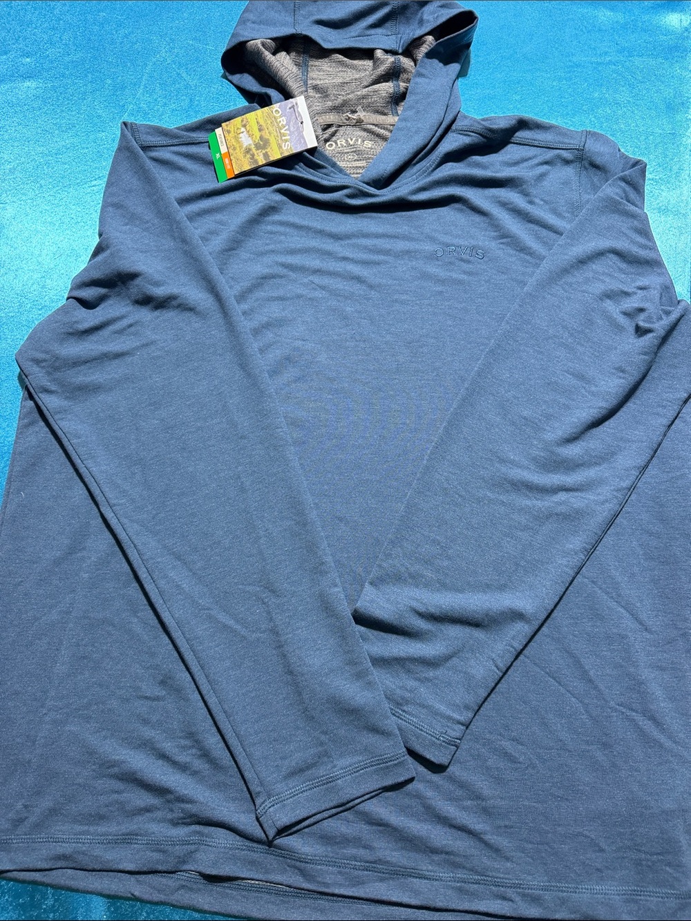 Orvis Men’s Navy Crewneck Hooded Long-Sleeve Pullover